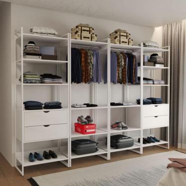 Imagem de Quatro Modulos Para Closet Industrial Ferro Branco Tampo  Branco - Imp
