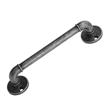 Imagem de Puxador de portão, liga de zinco, industrial, rústico, retrô, base redonda, móveis, ferragens para porta, gaveta, armário, armário, escadas, portão, garagem, ouro (prata antiga)