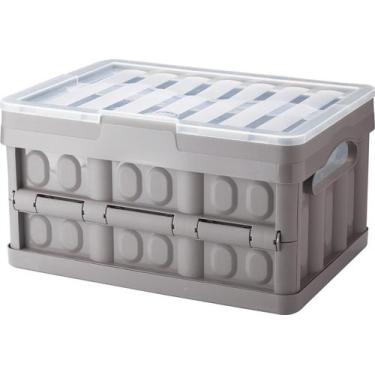 Imagem de Organizador Multiuso Dobrável Prático Cinza 12 Litros C/Alça - Plasúti