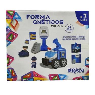 Imagem de Blocos De Formas Magnéticas Policia Com 28 Peças Dican, 28 unidades