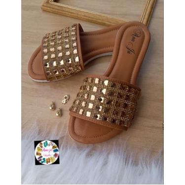 Imagem de Rasteira feminino chinelo rasteirinhas brilho confortável moda - AnaJu