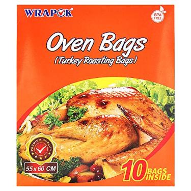 Imagem de WRAPOK Sacos para forno de grandes para assar costelas, sacos para assar sem bagunça para carne de frango, presunto, aves, peixe, frutos do mar, vegetal – 10 sacos (55 x 60 cm)