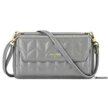 Imagem de nuoku Carteiras femininas com compartimentos para cartão de crédito e bloqueio de RFID para pulso de grande capacidade, 3 - Design cinza