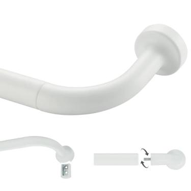 Imagem de Lwiiom Varão de cortina branco fosco para janelas de 71 a 213 cm, disco de emenda interna de 2,5 cm de diâmetro, cortina ajustável para escurecimento de ambiente com acabamentos e suportes de alumínio