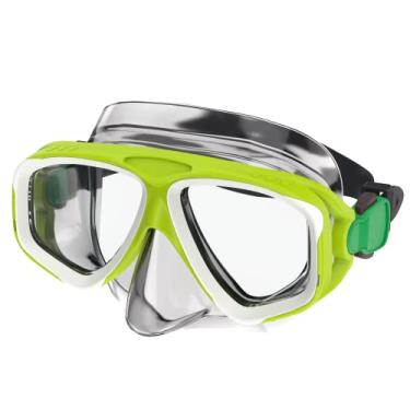 Imagem de Speedo Máscara unissex para mergulho com snorkel para adultos, antiembaçamento com capa de nariz, série aventura, M verde-limão, transparente, tamanho único
