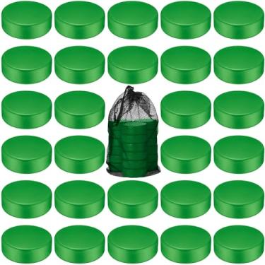 Imagem de Wettarn Mini discos de hóquei no gelo de espuma esportiva de 7,62 cm, mini discos de hóquei no joelho com bolsa de malha para crianças adultos praticando e treinamento clássico, tamanho regulador