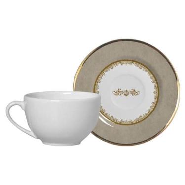 Imagem de Xícara Chá c/Pires Monte Carlo Fendi Borda Ouro 200ml-Unid. - Alleanza