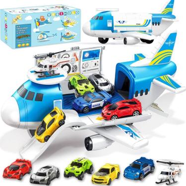 Imagem de Brinquedo de avião GUDEHOLO para meninos de 3 a 7 anos com carros e helicópteros