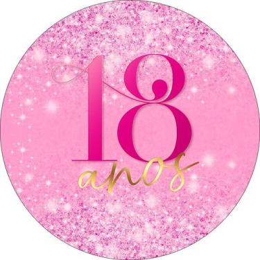 Imagem de Painel De Festa Redondo 1,50x1,50 - 18 Anos Efeito Glitter Pink 321 - 