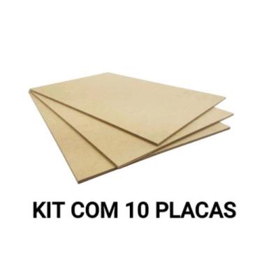 Imagem de Kit com 10 placas em Mdf cru de 3mm 20cmx28cm,  idêntico a folha A3 - 