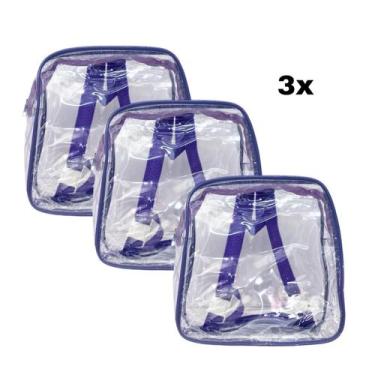 Imagem de KIT COM 3 MINI mochila LÍLAS infantil transparente cristal escola viag