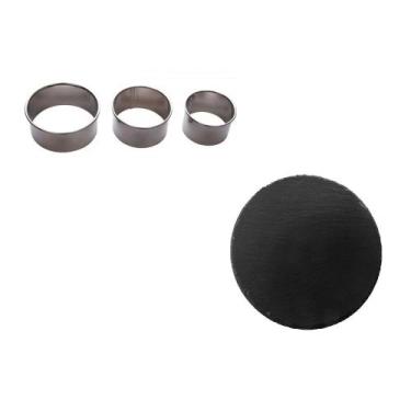 Imagem de Tabua redonda de ardósia 20cm com com 3 formas redondas - Utensilios d