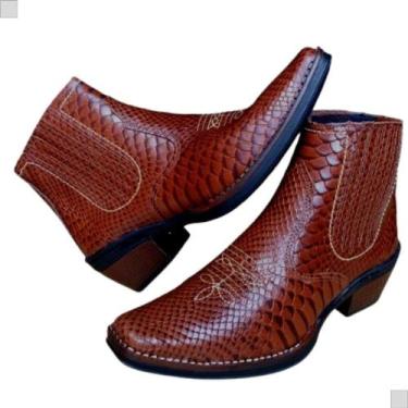 Imagem de Bota Country Texana Anaconda Couro de Boi Legitimo Botina Marca Campol