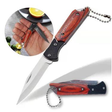 Imagem de Canivete Para Camping E Pesca Com Cabo Em Madeira Compacto e Resistent