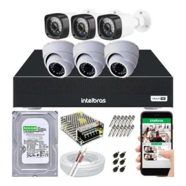 Imagem de Kit Cftv 6 Câmeras Segurança 720p Dvr Mhdx 1108 Intelbras