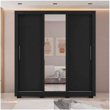 Imagem de Roupeiro 3P Correr 2G Caemmun Santiago 1.9 C/Espelho /Pes Preto / Perfect