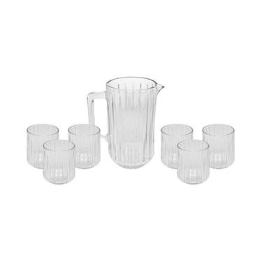 Imagem de Conjunto 7 Pçs Jarra com 6 Copos Cristal Bangkok 1,45L/300ml - Wolff