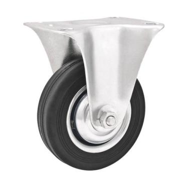 Imagem de Rodizio Fixo 4"- 101mm Leve Preto com Roda de Borracha Capacidade 60 k