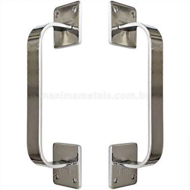 Imagem de Puxador Duplo Rustico Colonial Porta Pivotante ou de Correr 140mm Crom