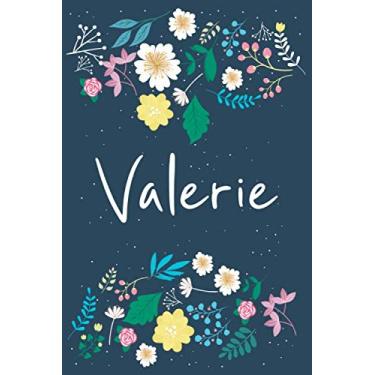 Imagem de Valerie: Personalized Floral Notebook/Journal With First Name For Women And Girls, Journal With Navy Soft Cover With Colorful Flowers, Lined Notebook, ... for School Notes, Diary Writing, Journaling