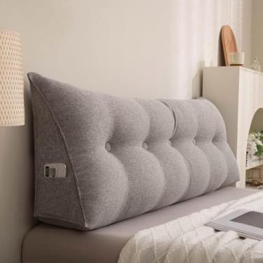 Imagem de CFLNYC Reading Pillow Triangular Wedge Reading Pillow with Side Pockets, Lumbar Support Pad, Soft Breathable Reading Backrest(Light Gray,24"/60cm)