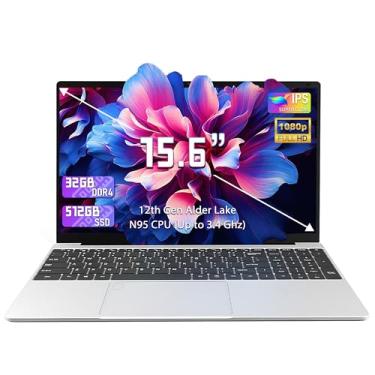 Imagem de OMSERVB Laptop de 15,6 polegadas, N95 12ª geração (até 3,4 GHz), RAM DDR4 32 G, SSD NVME 512 GB, Win 11 Pro e Office 2019, bloqueio de impressão digital, notebook portátil com KB