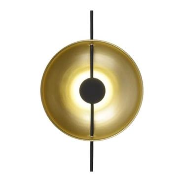 Imagem de Luminárias de parede de ferragens pretas nórdicas redondas de 30 pol. para sala de jantar, quarto, arandelas de parede retrô LED, luz de parede de personalidade para sala, corredor, cozinha,