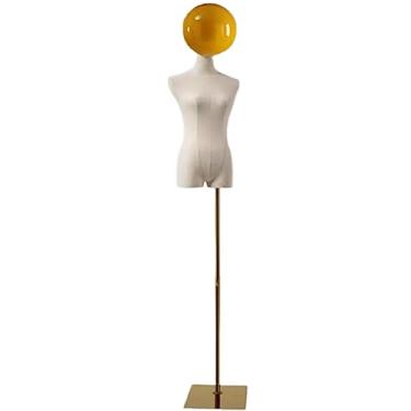Imagem de Multiuso Manequim de criatividade Manequim de meio corpo Corpo de manequim feminino com suporte de metal Cabeça de bola galvanizada Design para exibição de artesanato Janela
