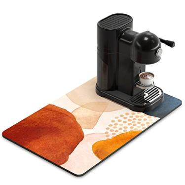 Imagem de Rnivvi Tapete de café, 30.5 cm x 48.3 cm 3MM Cute Boho Theme Coffee Bar Mats para máquina de café expresso acessórios e organizador, almofada de secagem de louça absorvente com base de borracha para