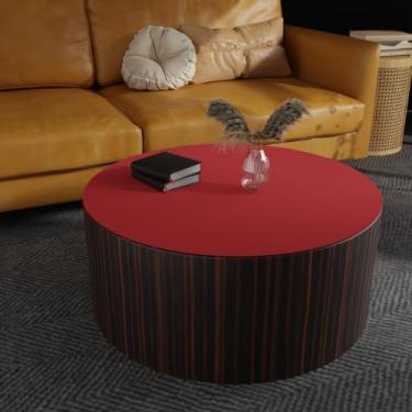 Imagem de Zinkooat Almofada de mesa redonda, espessura de 1,8 mm, diâmetro: 61 cm, capa de mesa de couro, protetor de mesa (diâmetro 24, preto + vinho vermelho)