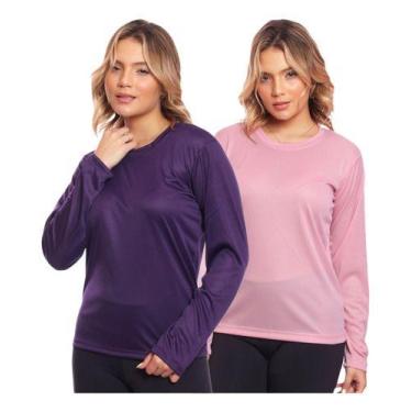 Imagem de Kit 2 Camisas Feminina Camiseta Térmica Proteção Solar Uv - MC Digital