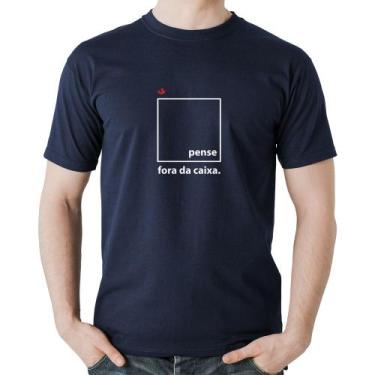 Imagem de Camiseta Algodão Pense fora da caixa - Foca na Moda, Marinho, G