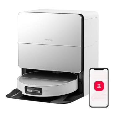 Imagem de Robô aspirador/esfregão Roborock Saros 10, sucção 22000Pa, ultrafino 7,98cm, esfregão autoremovível, desvio obstáculos IA, autodispensador detergente, autolimpeza quente esfregão/base, pet-friendly