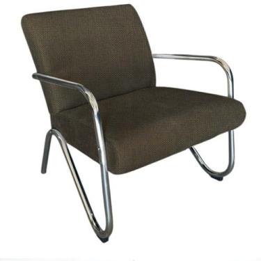 Imagem de Poltrona Decorativa Bela Linho Marrom Braço Cromado Mz Decor - Mazzero