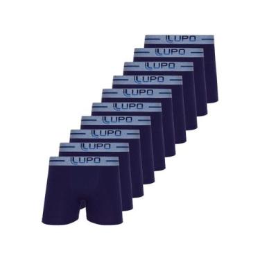Imagem de Kit com 10 Cuecas Boxer Lupo 784-016, Azul marinho, GG