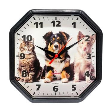 Imagem de Relógio de Parede Gama Preto Pet Oitavado Plashome Cozinha Sala Escrit