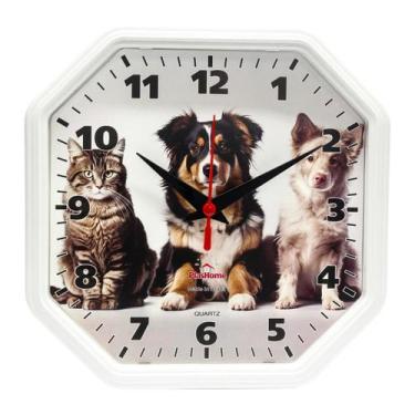 Imagem de Relógio de Parede Gama Branco Pet Oitavado Plashome Cozinha Sala Escri