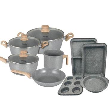 Imagem de Jogo De Panelas Oster Cerâmica Indução Assadeiras Antiaderente Aço Car