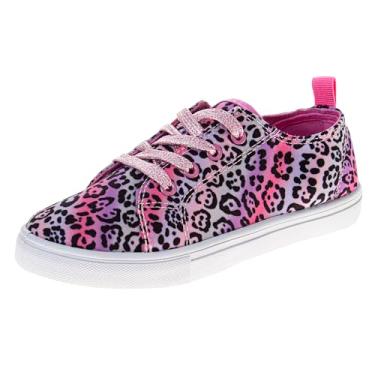 Imagem de Josmo Tênis feminino de lona cano baixo sem cadarço (criança pequena), Rosa Multi, 1 Big Kid