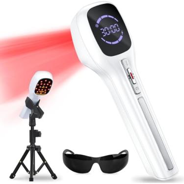 Imagem de Dispositivo de luz vermelha para dor corporal com suporte, 4 x 808 nm + 14 x 650 nm, terapia de luz infravermelha próxima portátil para músculos do joelho das articulações do corpo humano e animal de