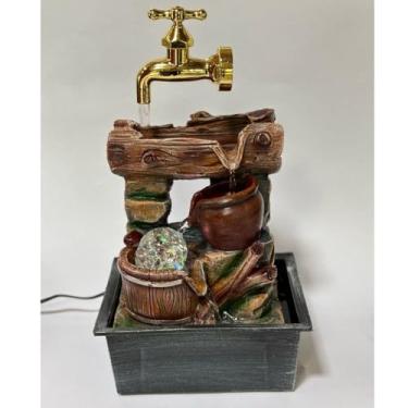 Imagem de Fonte de Água Decorativa Flutuante em Formato de Tronco de Árvore, Ornamento para Jardim