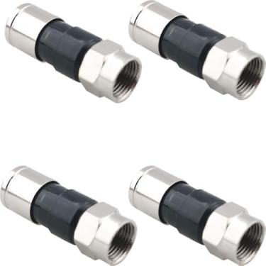 Imagem de JJHXSM 8 peças 32 mm cobre niquelado extrudado RG6 coaxial F conectores 75 Ohm para TV via satélite Internet áudio