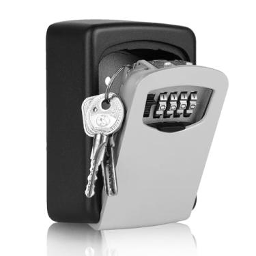 Imagem de Flexzion SAFELock Box para chaves com código – Escondedores de chave montados na parede do lado de fora, combinação de 4 dígitos caixa de bloqueio de corretor de imóveis para casa, porta – cofre de