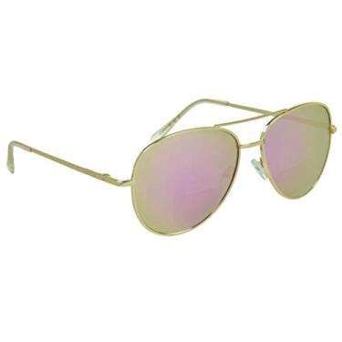 Imagem de proSPORT Óculos de sol bifocais aviador, lentes espelhadas, espelhadas, masculinas, femininas, Lente espelhada dourada/rosa, Large