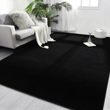Imagem de FlyDOIT Tapetes de área para quarto sala de estar, 10 x 15 cm, preto, super macio, confortável, espesso, com espuma de memória, tapete minimalista, estética moderna, para meninos, meninas, adultos,