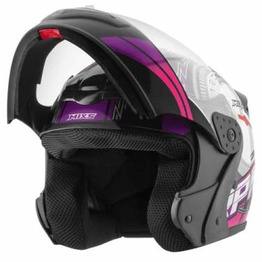 Imagem de Capacete Moto Mixs Gladiator RPM Articulado Escamoteável Robocop Brilhante Rosa 58