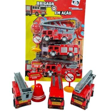 Imagem de Caminhões De Bombeiro Carrinhos Brigada Incêndio Brinquedo - Mili Mult