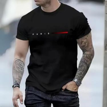 Imagem de Camiseta Básica Masculina Estampa Personalizada Paris 3 Algodão Acabam