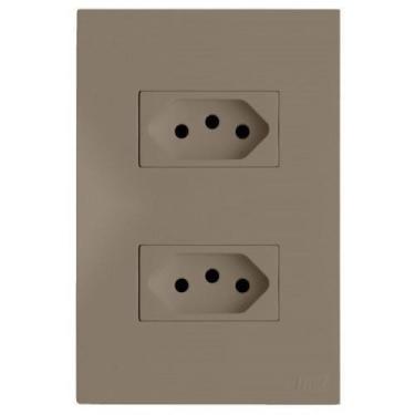 Imagem de Kit Tomada Dupla 10A 4X2 Brs12175-4Fe - Blux Recta Fendi Satin Fosco