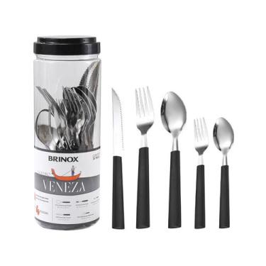 Imagem de Faqueiro Brinox Inox 20 Peças Veneza, Preto, 20 peças